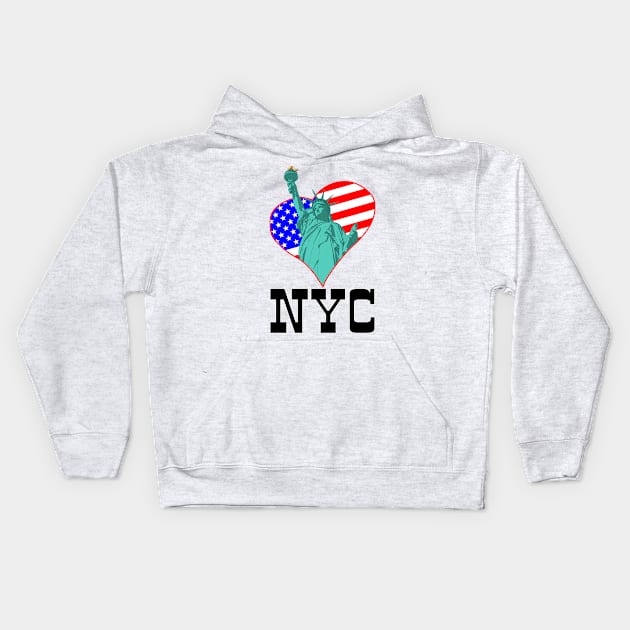 Statue of Liberty in the heart and NYC Kids Hoodie by STARSsoft